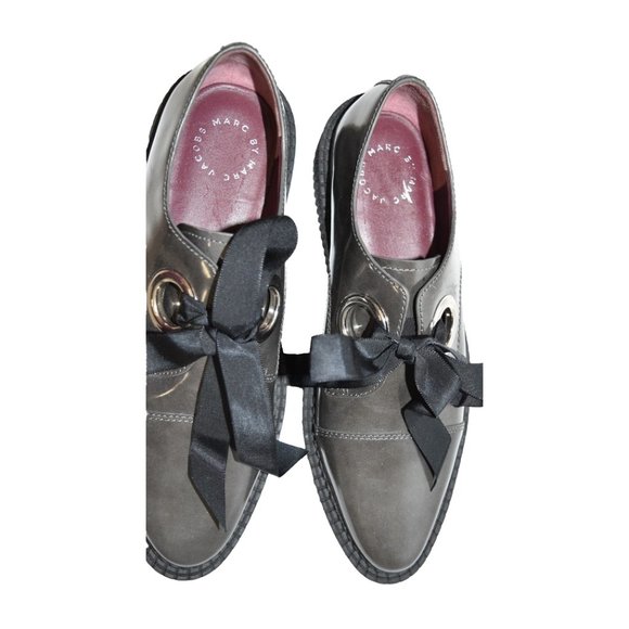 MARC JACOBS Kent pointy OXFORD PLATFORM Creeper Loafer Leather Grey 38 - Picture 6 of 8